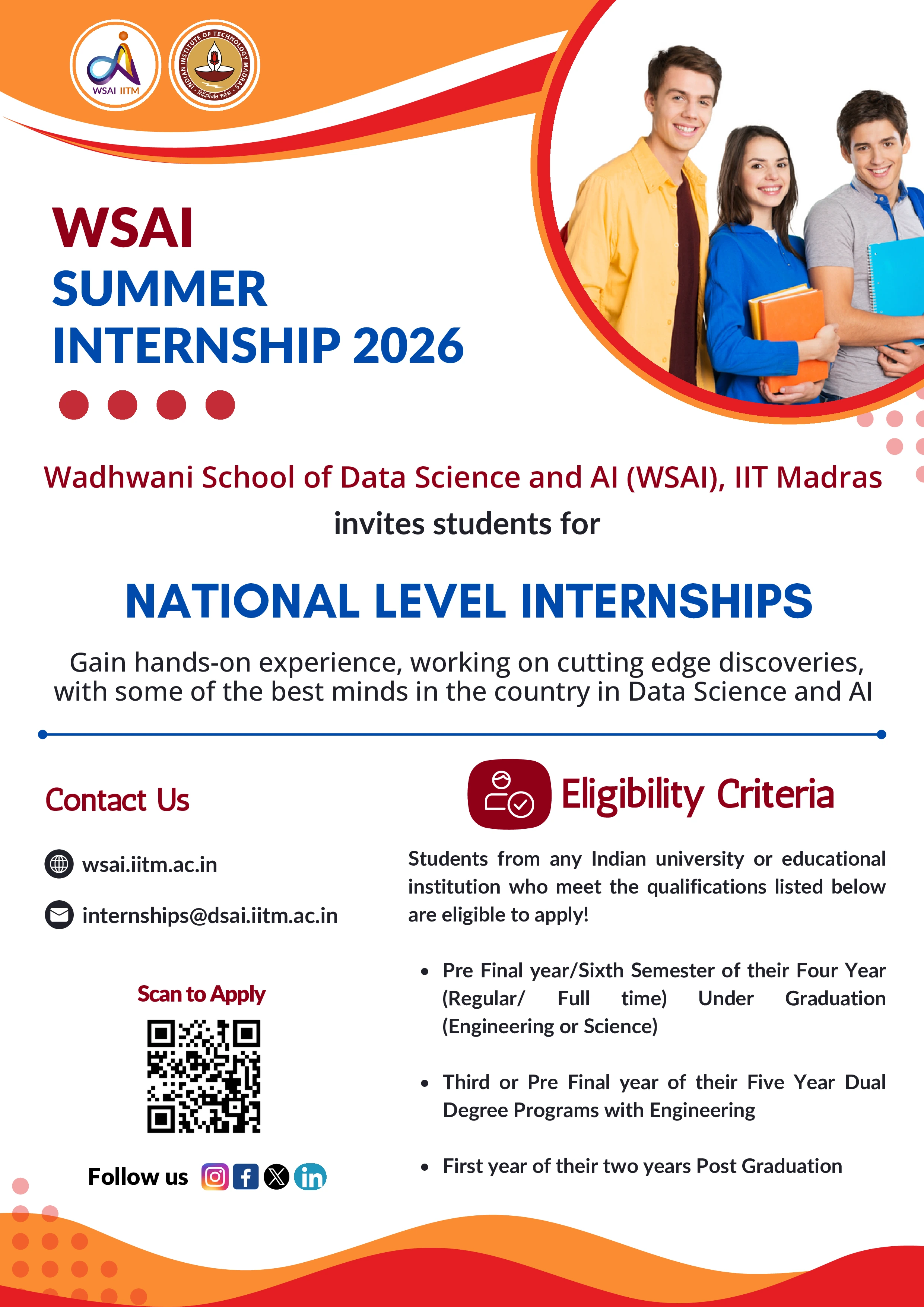 WSAI Summer Internship 2026 poster